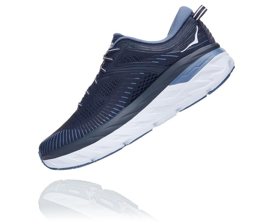 Hoka Australia One One Bondi 7 - Mens Running Shoes Navy - JTGAW-2463